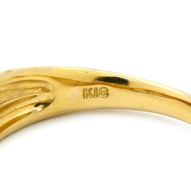 ノンブランド NON BRAND トリロジー ダイヤモンド イエローゴールド K18YG ダイヤモンド リング 指輪 Au750 18K 18金 3ストーン 3P 3石 3粒 ウェーブ 12号