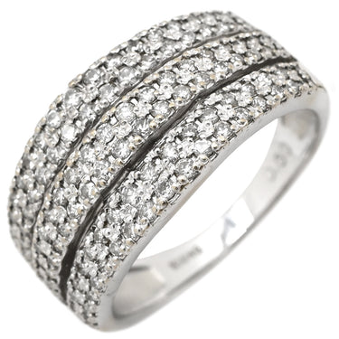 ノンブランド NON BRAND パヴェダイヤ 0.60ct リング ホワイトゴールド K18WG ダイヤモンド リング 指輪 K18WG Au750 18K 18金 3ライン 3連 ワイドリング 12.5号