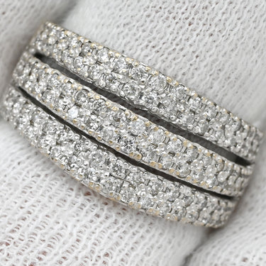 ノンブランド NON BRAND パヴェダイヤ 0.60ct リング ホワイトゴールド K18WG ダイヤモンド リング 指輪 K18WG Au750 18K 18金 3ライン 3連 ワイドリング 12.5号