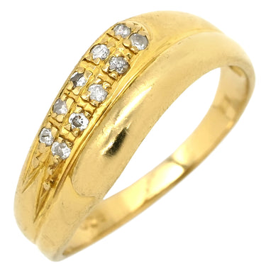 ノンブランド NON BRAND ダイヤ 0.08ct イエローゴールド K18YG ダイヤモンド リング 指輪 K18YG Au750 18K アーチライン アシンメトリーデザイン 11.5号
