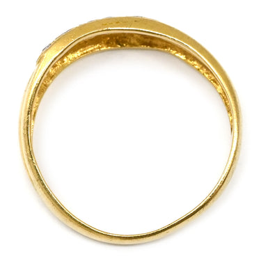 ノンブランド NON BRAND ダイヤ 0.08ct イエローゴールド K18YG ダイヤモンド リング 指輪 K18YG Au750 18K アーチライン アシンメトリーデザイン 11.5号