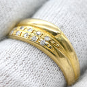 ノンブランド NON BRAND ダイヤ 0.08ct イエローゴールド K18YG ダイヤモンド リング 指輪 K18YG Au750 18K アーチライン アシンメトリーデザイン 11.5号