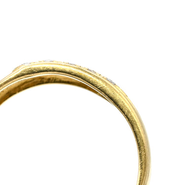 ノンブランド NON BRAND ダイヤ 0.08ct イエローゴールド K18YG ダイヤモンド リング 指輪 K18YG Au750 18K アーチライン アシンメトリーデザイン 11.5号