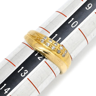 ノンブランド NON BRAND ダイヤ 0.08ct イエローゴールド K18YG ダイヤモンド リング 指輪 K18YG Au750 18K アーチライン アシンメトリーデザイン 11.5号