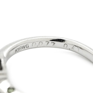 ノンブランド NON BRAND グリーンダイヤモンド フラワーモチーフ ホワイトゴールド K18WG ダイヤモンド リング 指輪 緑 18K 750 WG 名前刻印入り 4.5号