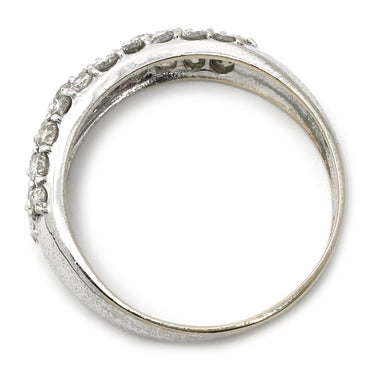 ノンブランド NON BRAND パヴェダイヤ 一文字リング ホワイトゴールド K18WG ダイヤモンド リング 指輪 18K 750 WG 3列 ラウンドブリリアント 13号