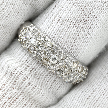 ノンブランド NON BRAND パヴェダイヤ 一文字リング ホワイトゴールド K18WG ダイヤモンド リング 指輪 18K 750 WG 3列 ラウンドブリリアント 13号