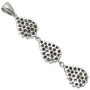 ノンブランド NON BRAND ダイヤ 1.15ct ネックレストップ ホワイトゴールド K18WG ダイヤモンド ペンダントトップ Au750 18K WG ブラウンダイヤ 3モチーフ連結デザイン ドロップ