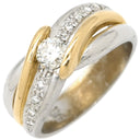 ノンブランド NON BRAND ダイヤモンド 0.27ct デザインリング イエローゴールド×プラチナシルバー K18YG Pt900 ダイヤモンド リング 指輪 18K 750 YG プラチナ900 コンビ ツイスト ウエーブ 11号