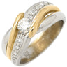 ノンブランド NON BRAND ダイヤモンド 0.27ct デザインリング イエローゴールド×プラチナシルバー K18YG Pt900 ダイヤモンド リング 指輪 18K 750 YG プラチナ900 コンビ ツイスト ウエーブ 11号