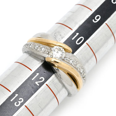 ノンブランド NON BRAND ダイヤモンド 0.27ct デザインリング イエローゴールド×プラチナシルバー K18YG Pt900 ダイヤモンド リング 指輪 18K 750 YG プラチナ900 コンビ ツイスト ウエーブ 11号