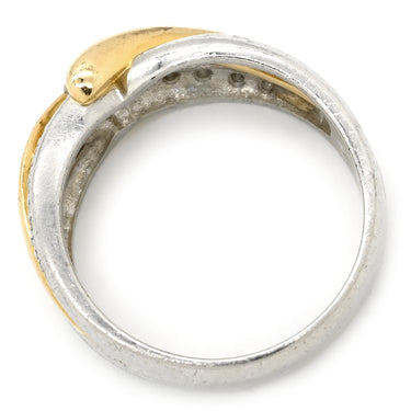 ノンブランド NON BRAND ダイヤモンド 0.27ct デザインリング イエローゴールド×プラチナシルバー K18YG Pt900 ダイヤモンド リング 指輪 18K 750 YG プラチナ900 コンビ ツイスト ウエーブ 11号