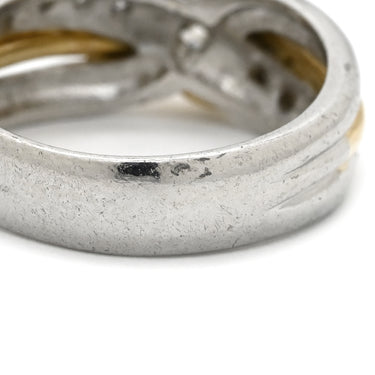 ノンブランド NON BRAND ダイヤモンド 0.27ct デザインリング イエローゴールド×プラチナシルバー K18YG Pt900 ダイヤモンド リング 指輪 18K 750 YG プラチナ900 コンビ ツイスト ウエーブ 11号