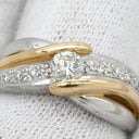ノンブランド NON BRAND ダイヤモンド 0.27ct デザインリング イエローゴールド×プラチナシルバー K18YG Pt900 ダイヤモンド リング 指輪 18K 750 YG プラチナ900 コンビ ツイスト ウエーブ 11号