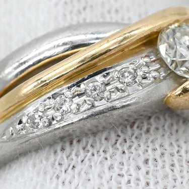 ノンブランド NON BRAND ダイヤモンド 0.27ct デザインリング イエローゴールド×プラチナシルバー K18YG Pt900 ダイヤモンド リング 指輪 18K 750 YG プラチナ900 コンビ ツイスト ウエーブ 11号