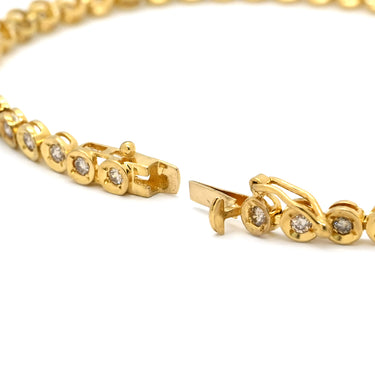 ノンブランド NON BRAND テニスブレスレット 1.0ct ダイヤモンド イエローゴールド K18YG ダイヤモンド ブレスレット Au750 18K 18金 ベゼルセッティング