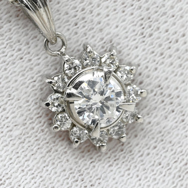 ノンブランド NON BRAND ダイヤ プラチナシルバー Pt900 ダイヤモンド Pt850（チェーン） ネックレス Pt900×Pt850 コンビ ヘイローデザイン SUN サンバースト フラワー