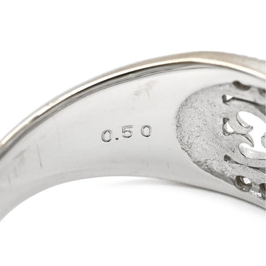 ノンブランド NON BRAND ダイヤモンド ホワイトゴールド K18WG ダイヤモンド リング 指輪 Au750 18K 18金 透かし彫り ミル打ち アラベスク 幅広 13号