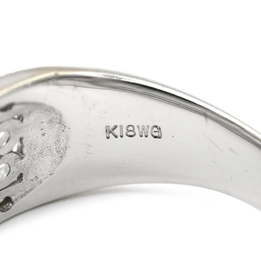 ノンブランド NON BRAND ダイヤモンド ホワイトゴールド K18WG ダイヤモンド リング 指輪 Au750 18K 18金 透かし彫り ミル打ち アラベスク 幅広 13号
