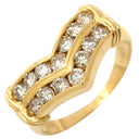 ノンブランド NON BRAND ダイヤモンド 1.0ct デザインリング イエローゴールド K18YG ダイヤモンド リング 指輪 18K 750 YG V字 Vライン 2列 ラウンドブリリアント 11号