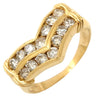 ノンブランド NON BRAND ダイヤモンド 1.0ct デザインリング イエローゴールド K18YG ダイヤモンド リング 指輪 18K 750 YG V字 Vライン 2列 ラウンドブリリアント 11号