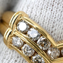 ノンブランド NON BRAND ダイヤモンド 1.0ct デザインリング イエローゴールド K18YG ダイヤモンド リング 指輪 18K 750 YG V字 Vライン 2列 ラウンドブリリアント 11号