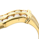 ノンブランド NON BRAND ダイヤモンド 1.0ct デザインリング イエローゴールド K18YG ダイヤモンド リング 指輪 18K 750 YG V字 Vライン 2列 ラウンドブリリアント 11号