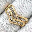 ノンブランド NON BRAND ダイヤモンド 1.0ct デザインリング イエローゴールド K18YG ダイヤモンド リング 指輪 18K 750 YG V字 Vライン 2列 ラウンドブリリアント 11号