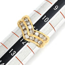 ノンブランド NON BRAND ダイヤモンド 1.0ct デザインリング イエローゴールド K18YG ダイヤモンド リング 指輪 18K 750 YG V字 Vライン 2列 ラウンドブリリアント 11号