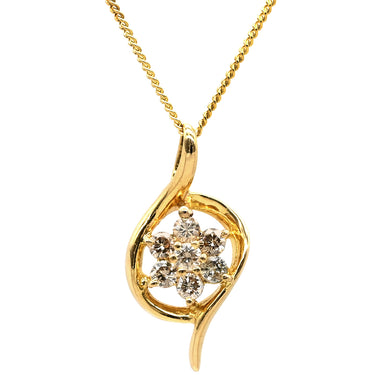 ノンブランド NON BRAND ダイヤモンド 0.25ct イエローゴールド K18YG ダイヤモンド ネックレス Au750 18K 18金 フラワークラスター スパイラルフレーム