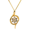ノンブランド NON BRAND ダイヤモンド 0.25ct イエローゴールド K18YG ダイヤモンド ネックレス Au750 18K 18金 フラワークラスター スパイラルフレーム