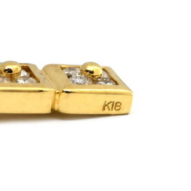 ノンブランド NON BRAND トリロジー ダイヤモンド イエローゴールド K18YG ダイヤモンド ペンダントトップ Au750 18K スクエア 3連 縦型 バーデザイン 花 フラワーモチーフ