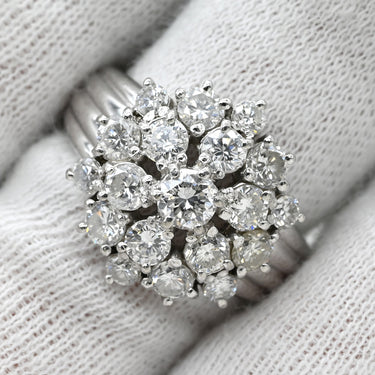 ノンブランド NON BRAND ダイヤモンド 2.12ct プラチナシルバー Pt900 ダイヤモンド リング 指輪 プラチナ フラワーモチーフ クラスターリング 12.5号