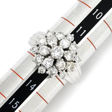 ノンブランド NON BRAND ダイヤモンド 2.12ct プラチナシルバー Pt900 ダイヤモンド リング 指輪 プラチナ フラワーモチーフ クラスターリング 12.5号