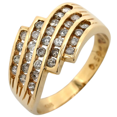 ノンブランド NON BRAND ダイヤ 0.50ct イエローゴールド K18YG ダイヤモンド リング 指輪 K18YG Au750 18K ステップライン レイヤードデザイン 12号