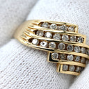 ノンブランド NON BRAND ダイヤ 0.50ct イエローゴールド K18YG ダイヤモンド リング 指輪 K18YG Au750 18K ステップライン レイヤードデザイン 12号