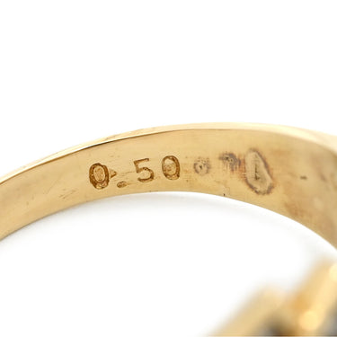 ノンブランド NON BRAND ダイヤ 0.50ct イエローゴールド K18YG ダイヤモンド リング 指輪 K18YG Au750 18K ステップライン レイヤードデザイン 12号