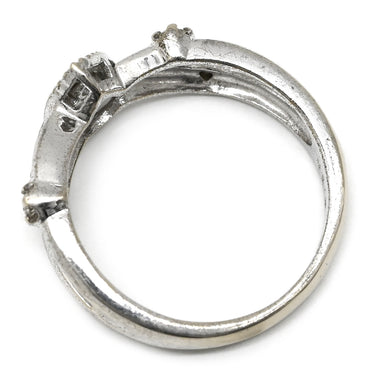 ノンブランド NON BRAND ダイヤモンド ホワイトゴールド K18WG ダイヤモンド リング 指輪 Au750 18K 18金 ウェーブ クロス しずく型 6P 6石 6粒 6号