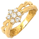 ノンブランド NON BRAND ダイヤ 0.30ct イエローゴールド K18YG ダイヤモンド リング 指輪 K18YG Au750 18K フラワーモチーフ 7粒 7石 7P 透かし彫り 11号