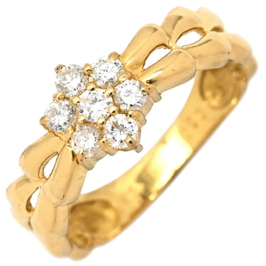 ノンブランド NON BRAND ダイヤ 0.30ct イエローゴールド K18YG ダイヤモンド リング 指輪 K18YG Au750 18K フラワーモチーフ 7粒 7石 7P 透かし彫り 11号