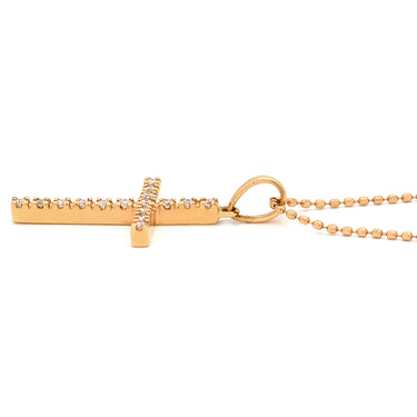 フォリフォリ Folli Follie ダイヤモンド 0.11ct クロスペンダント ピンクゴールド K18PG ダイヤモンド ネックレス 十字架 CROSS 18K 750 PG