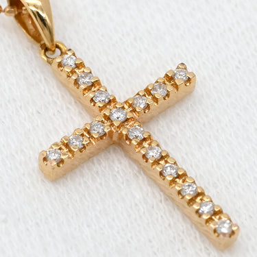 フォリフォリ Folli Follie ダイヤモンド 0.11ct クロスペンダント ピンクゴールド K18PG ダイヤモンド ネックレス 十字架 CROSS 18K 750 PG