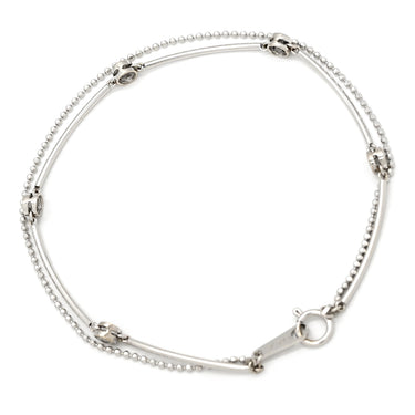 ノンブランド NON BRAND ダイヤモンド 0.20ct ホワイトゴールド K18WG ダイヤモンド ブレスレット Au750 18K 18金 WG 2連レイヤード ボールチェーン