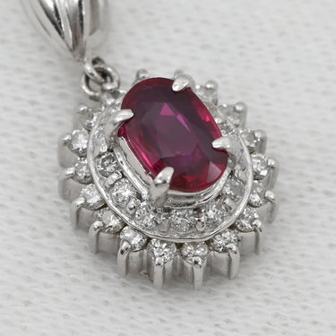 ノンブランド NON BRAND ルビー 0.54ct ダイヤモンド レッド×プラチナシルバー Pt900 ダイヤモンド ルビー ペンダントトップ 赤 1P 1粒 1石 ネックレストップ Pt900 プラチナ