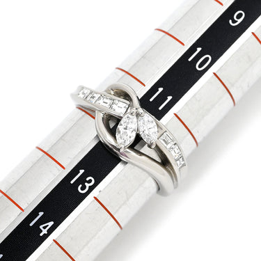 ノンブランド NON BRAND ダイヤモンド プラチナシルバー Pt900 ダイヤモンド リング 指輪 Pt900 プラチナ マーキスカット 二葉 リーフモチーフ 12号