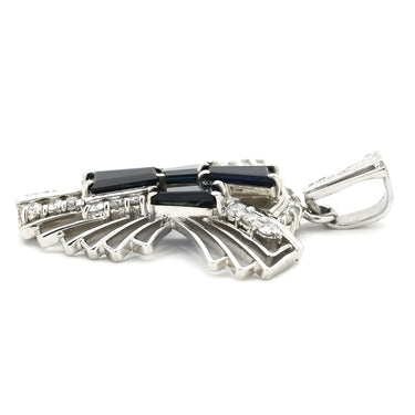 ノンブランド NON BRAND ブルーサファイア 1.61ct ダイヤモンド ブルー×プラチナシルバー Pt900 サファイア ダイヤモンド ペンダントトップ 青 バケットミックスカット プラチナ