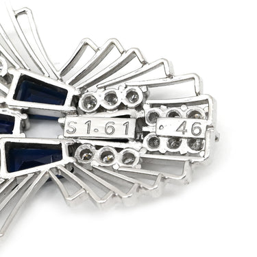 ノンブランド NON BRAND ブルーサファイア 1.61ct ダイヤモンド ブルー×プラチナシルバー Pt900 サファイア ダイヤモンド ペンダントトップ 青 バケットミックスカット プラチナ