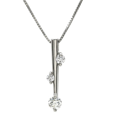 ラザール ダイヤモンド LAZARE DIAMOND トリロジー ダイヤモンド VS1 プラチナシルバー Pt950 ダイヤモンド Pt850(チェーン) ネックレス Pt950 プラチナ 3P 3石 3粒 バーデザイン