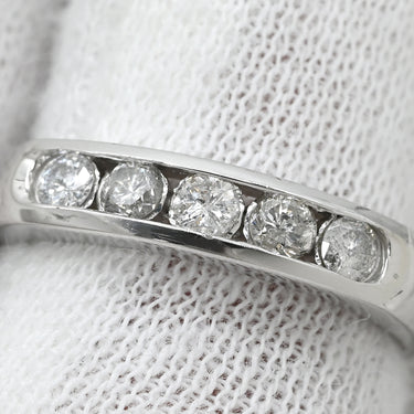 ノンブランド NON BRAND パヴェダイヤ 0.35ct 一文字リング プラチナシルバー Pt900 ダイヤモンド リング 指輪 プラチナ900 5石 5粒 1列 ラウンドブリリアント 11.5号