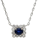 ノンブランド NON BRAND ブルーサファイア 0.24ct ダイヤ ブルー×ホワイトゴールド K18WG サファイア ダイヤモンド ネックレス 1石 1粒 青 1粒 750 WG オーバルミックスカット スクエア
